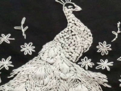 Pavo real blanco bordado y tejido a crochet #embroidered-crochet #white-peacock