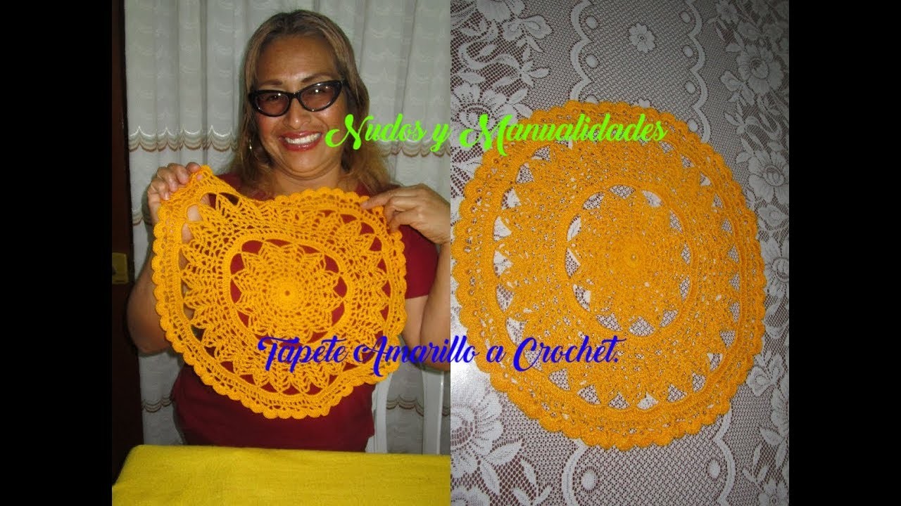 TAPETE AMARILLO A CROCHET.