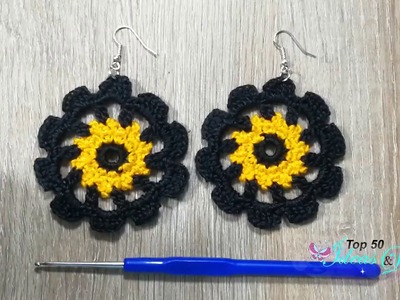 Tutorial Aretes en crochet flor, Muy faciles de hacer!!