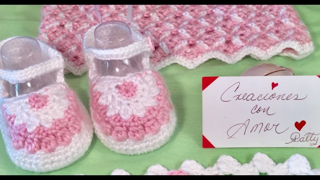 Zapatitos a crochet para bebes de 3 a 6 meses.