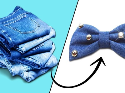3 Lazos y Accesorios para el CABELLO con Jeans (RECICLAJE) Ecobrisa