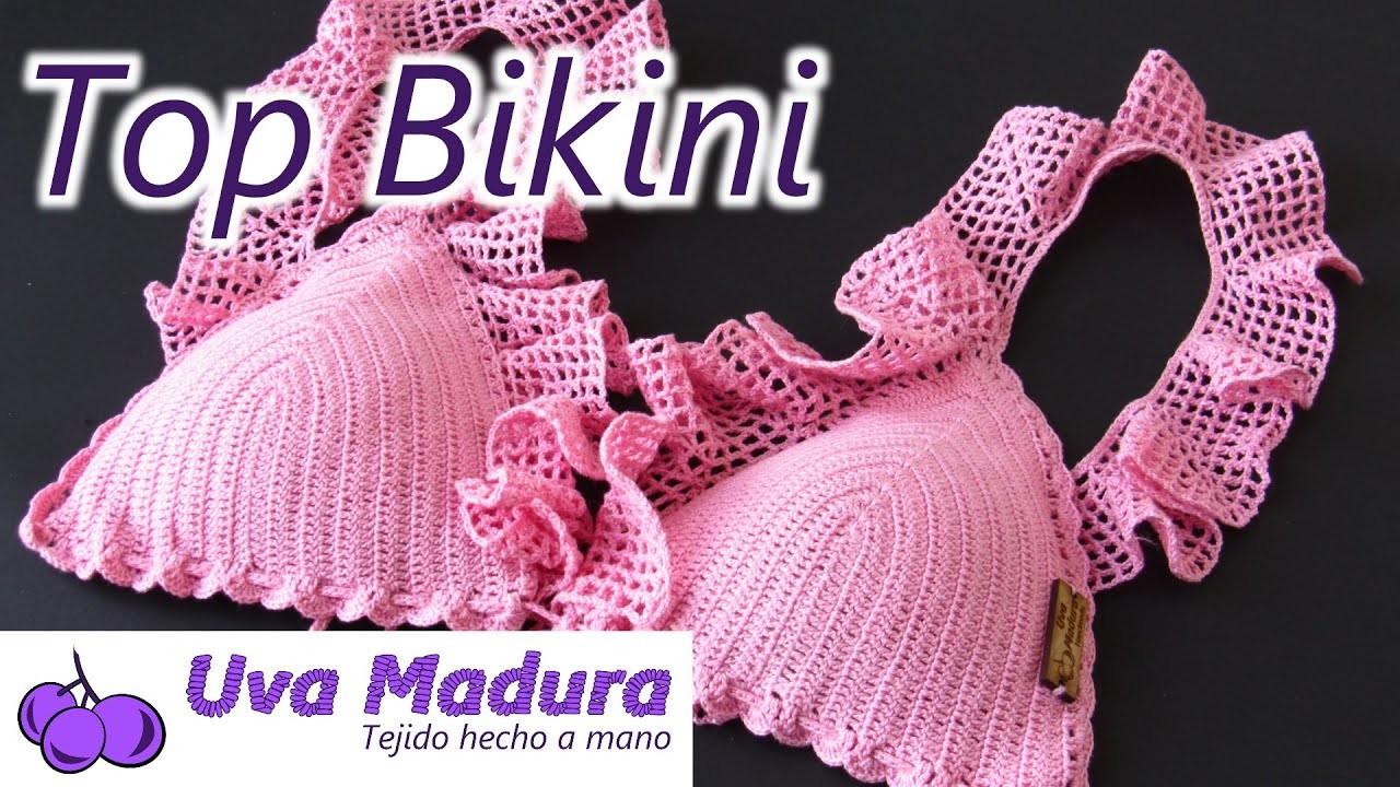 Top de Bikini Tejido a Crochet Ganchillo Corta explicación! Uva Madura Crochet