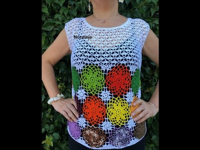 Blusa a crochet multicolor tutorial 1 de 2