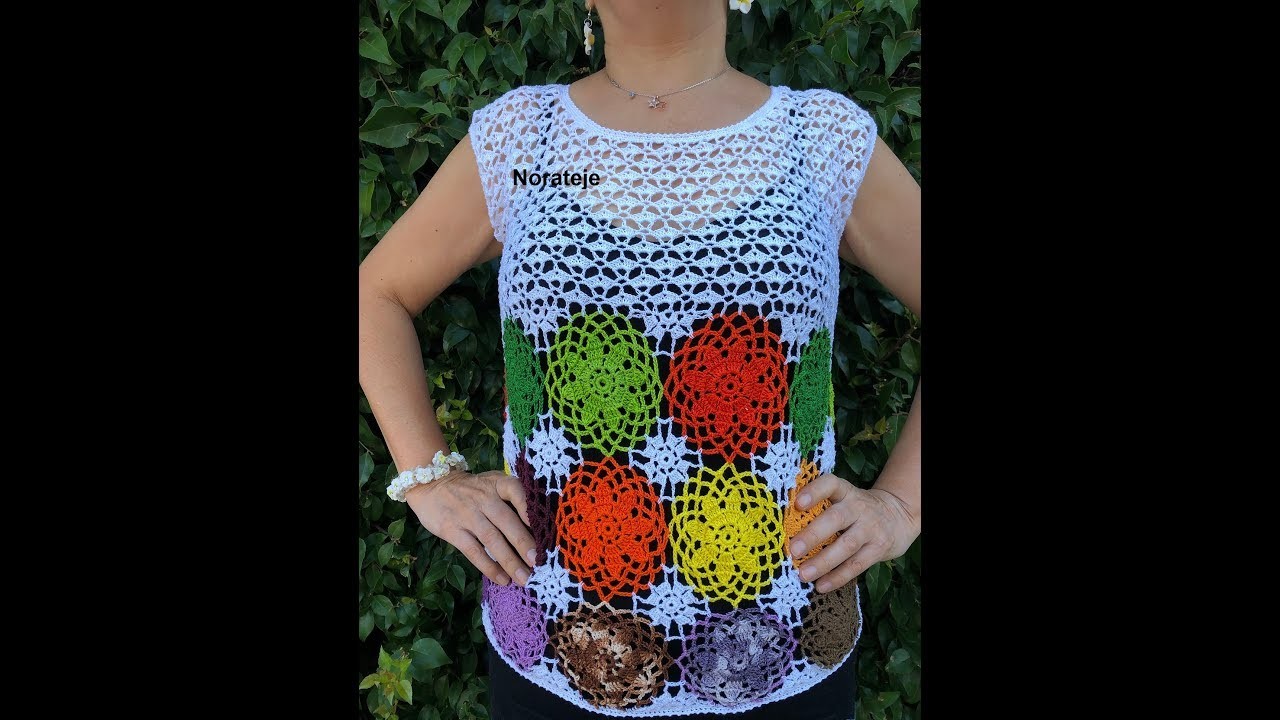 Blusa a crochet multicolor tutorial 1 de 2