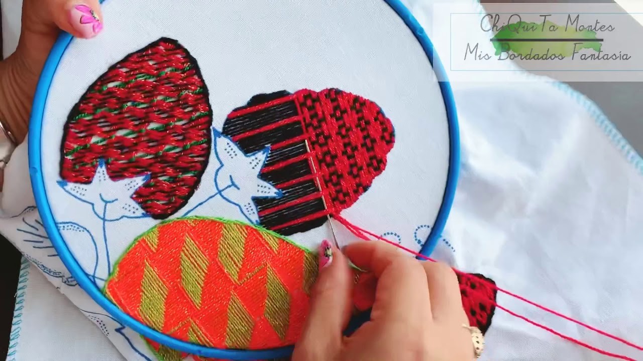 Bordado Fantasía Fresa 7. Hand Embroidery Strawberry. Fantasy Stitch