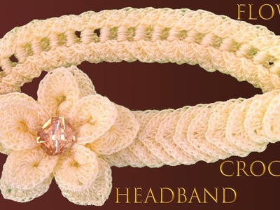 Como hacer una flor 3D para diadema a Crochet en punto de hojas trenzadas tejido tallermanualperu