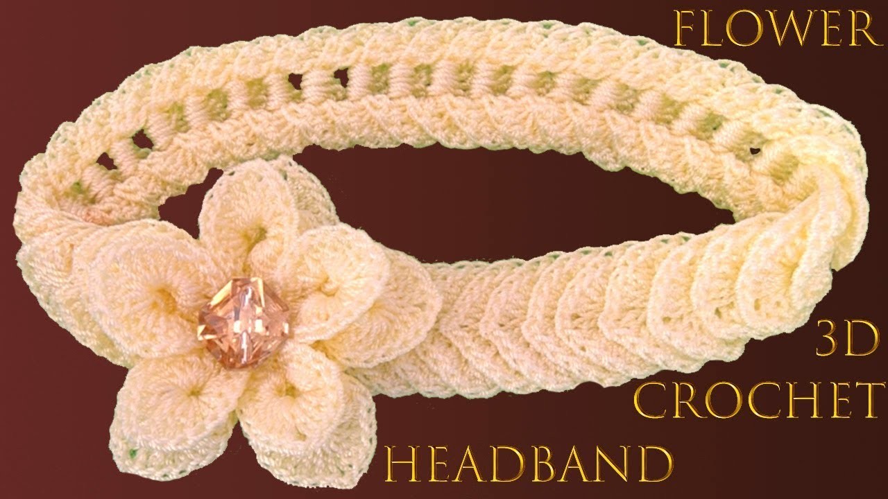 Como hacer una flor 3D para diadema a Crochet en punto de hojas trenzadas tejido tallermanualperu