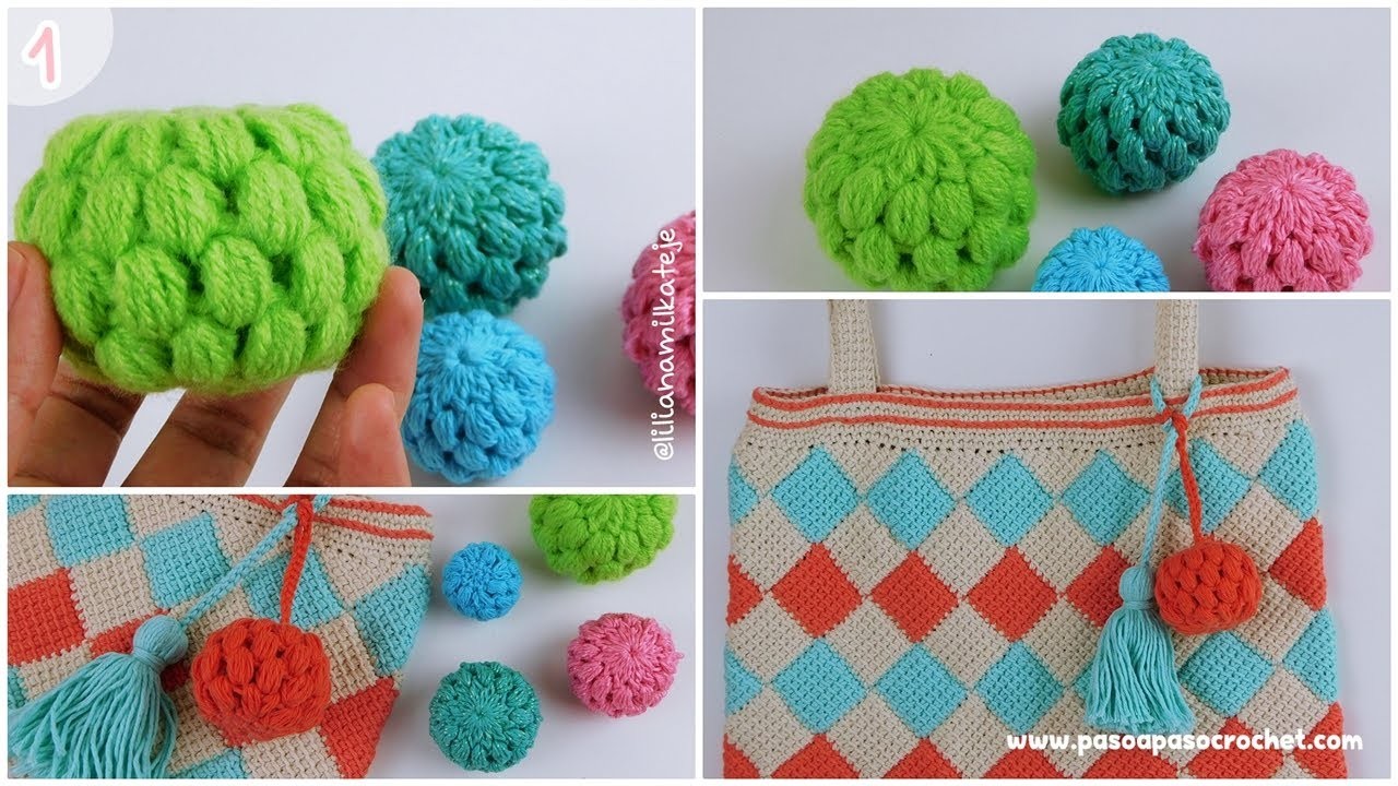 Como tejer Pelota, balón, bolas, esferas con Puntos Puff a crochet- ganchillo. Parte 1