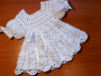 Como tejer un vestido bebe recien nacido a crochet (ganchillo) tutorial paso a paso. Parte 2 de 2.
