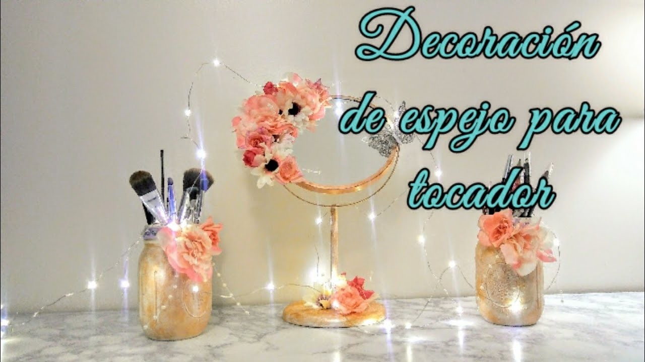 Decoración de espejo giratorio para tocador (DIY Decoración de espejo) (DIY Vanity mirror decor)