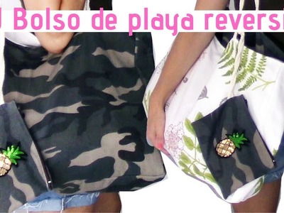 DIY  BOLSO  de PLAYA reversible!!, estampado militar tendencia.Diy beach bag (english subtitle)