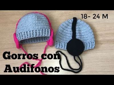 ????Gorro con Audifonos ????a Crochet Paso a paso 18-24 M.Step by step hat with crochet headphones