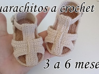 Huarachitos tejidos a crochet para bebe -modelo London - 3 a 6