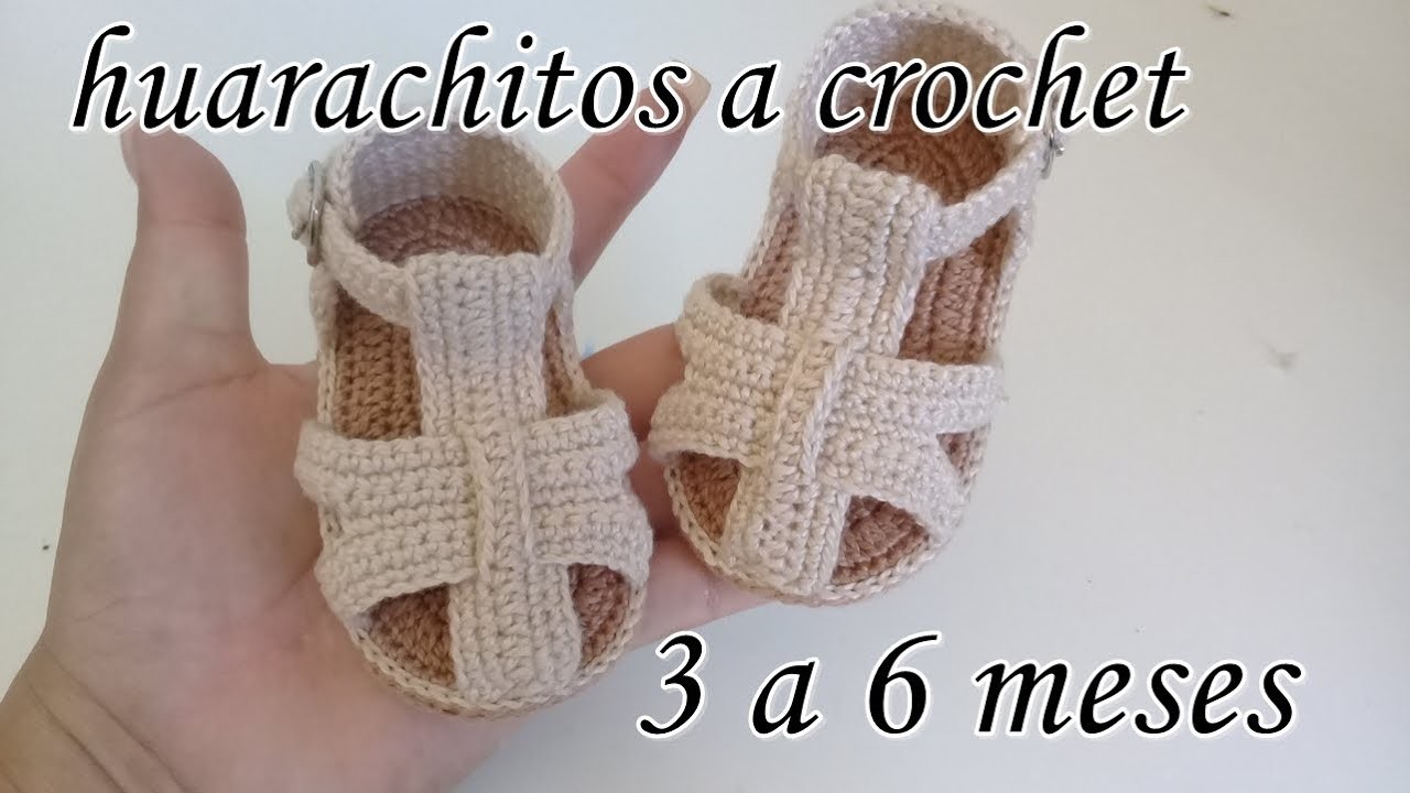 Huarachitos tejidos a crochet para bebe -modelo London - 3 a 6