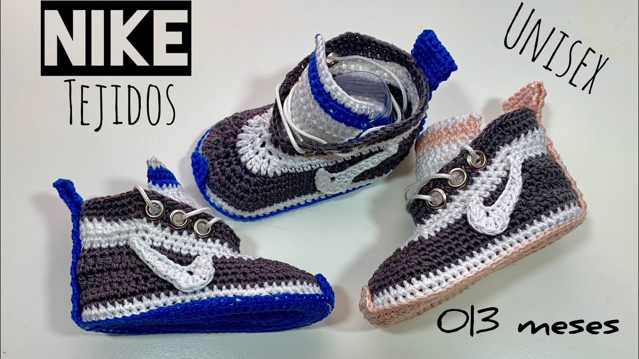 Nike tejidos a crochet para bebe | 0.3 Meses | paso a paso. Crochet baby nike shoe