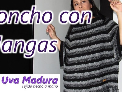 Poncho con mangas tejido a Crochet Ganchillo Paso a Paso Uva Madura Crochet