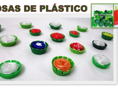 COMO HACER FLORES ROSAS CON TAPAS DE BOTELLAS. Rosas de Plástico Reciclado Manualidades Ecológicas