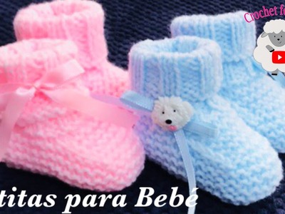 Como tejer paso a paso zapatitos, botitas o escarpines para bebé 0 a 3 meses Crochet for Baby 203