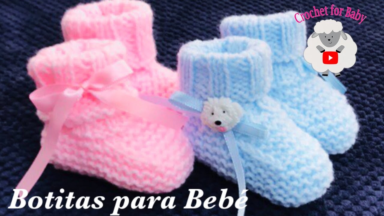 Como tejer paso a paso zapatitos, botitas o escarpines para bebé 0 a 3 meses Crochet for Baby 203
