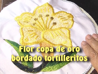 Flor copa de oro bordado de tortillero |Creaciones y manualidades angeles