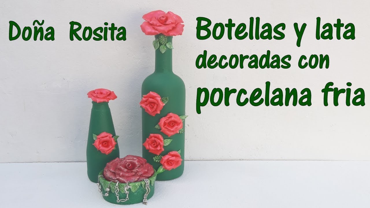 Manualidades faciles con reciclaje de botellas y latas , adornadas con porcelana fria