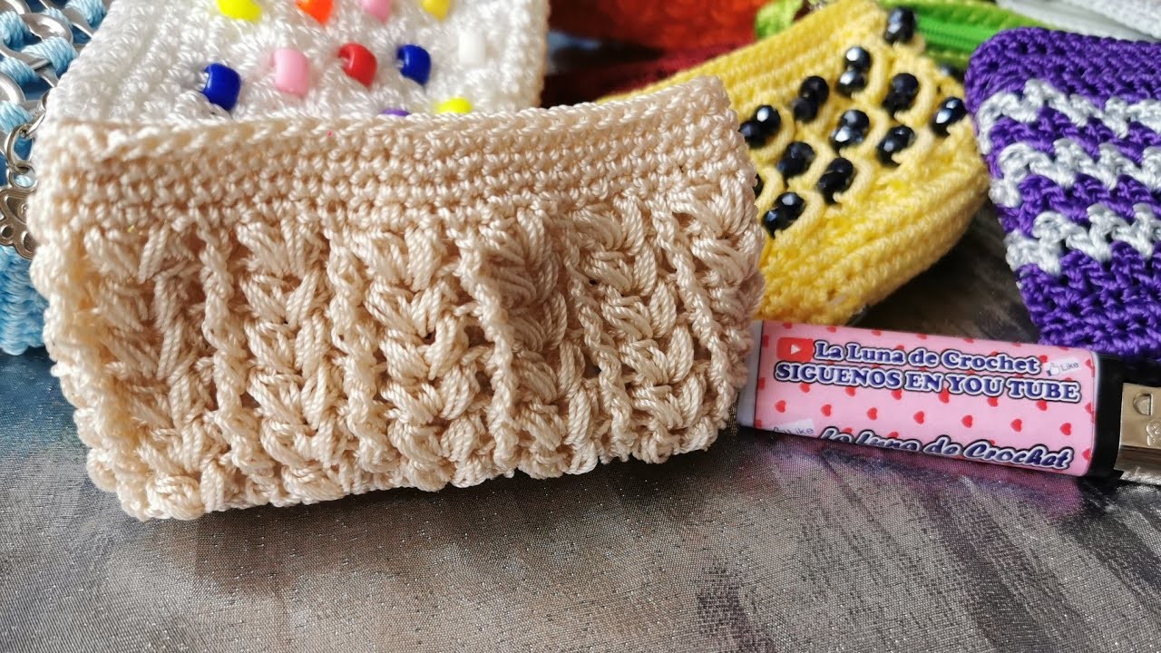 Monedero Tejido a Crochet Punto Espiga