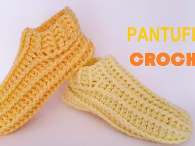 Pantuflas tejidas a crochet en alto relieve paso a paso