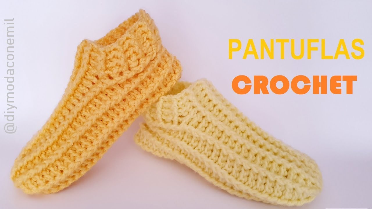 Pantuflas tejidas a crochet en alto relieve paso a paso