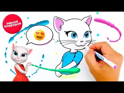 Como dibujar la gata angela - La gatita angela. Dibujos divertidos para colorear.