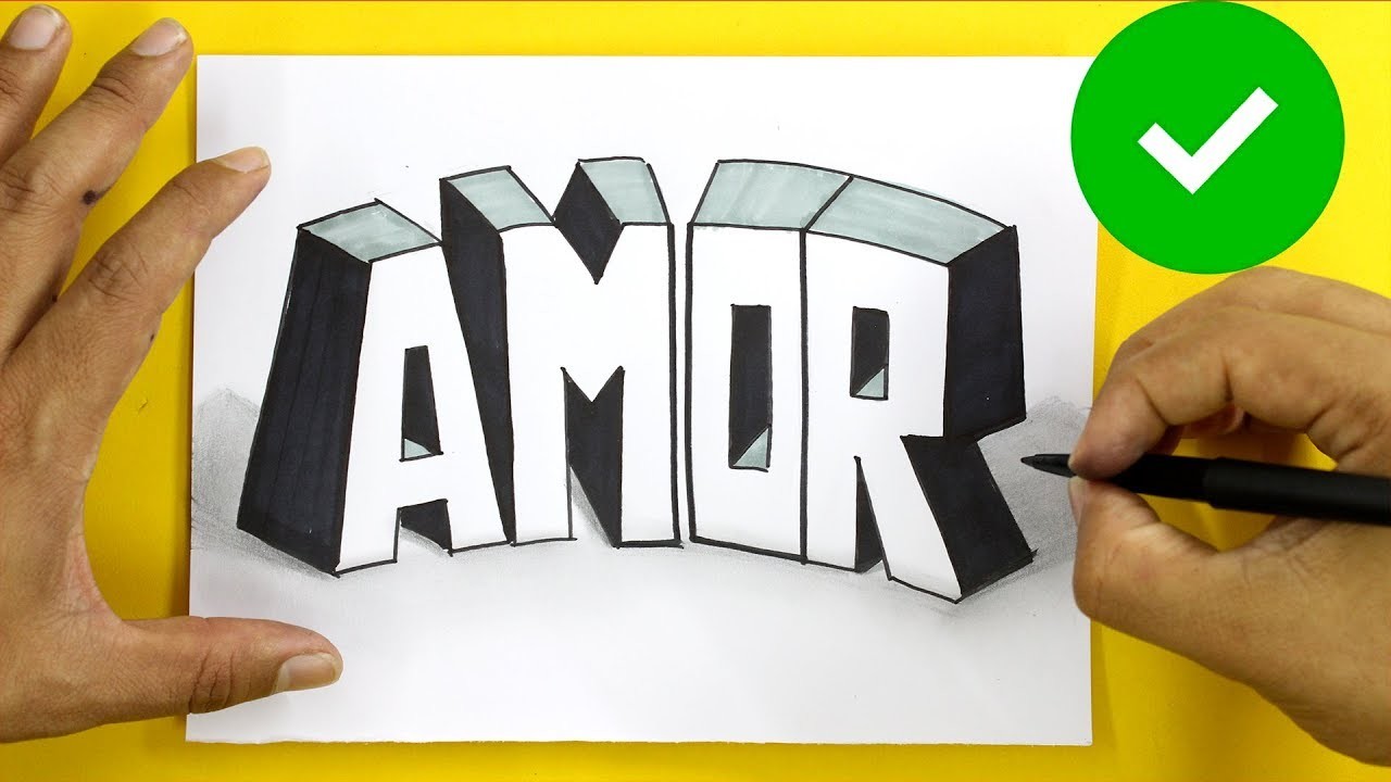 COMO Dibujar letras BONITAS en 3D ❤️ Dibujos de AMOR 3D ???? How to DRAW 3D Letters