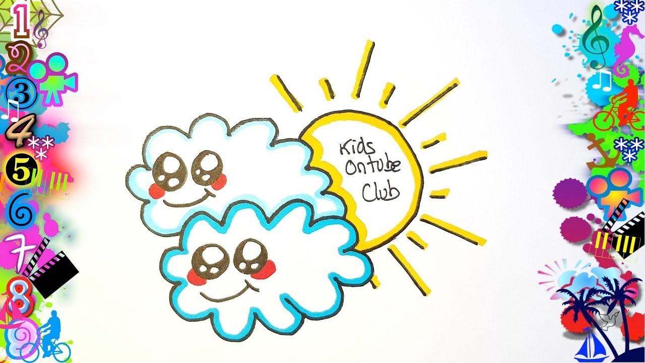Como dibujar NUBES DE COLORES KAWAII facil para niños| DIBUJOS