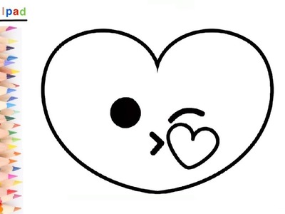 Como dibujar un CORAZON BESO KAWAII | dibujos para niños ????⭐ How to draw a HEART KISS | drawings kids