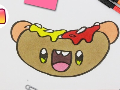 COMO DIBUJAR UN HOT DOG KAWAII PASO A PASO - Dibujos kawaii faciles - How to draw a hot dog
