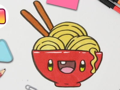 COMO DIBUJAR UNOS FIDEOS KAWAII PASO A PASO - Dibujos kawaii faciles - How to draw a noodles