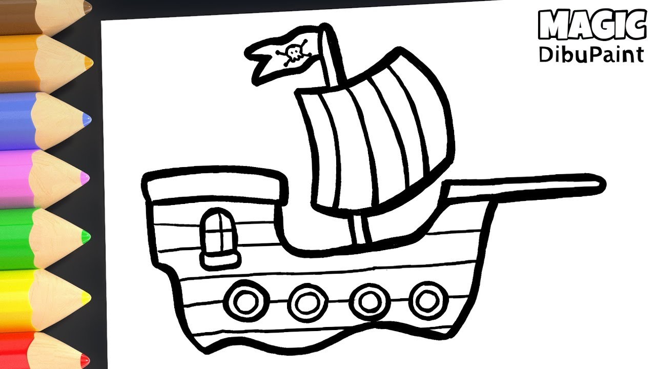Cómo Dibujar y Colorear Barco Pirata | Dibujos de Piratas