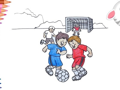 Cómo Dibujar y Colorear Niños jugando futbol | Dibujos Para Niños con MiMi ???? | Aprender Colores