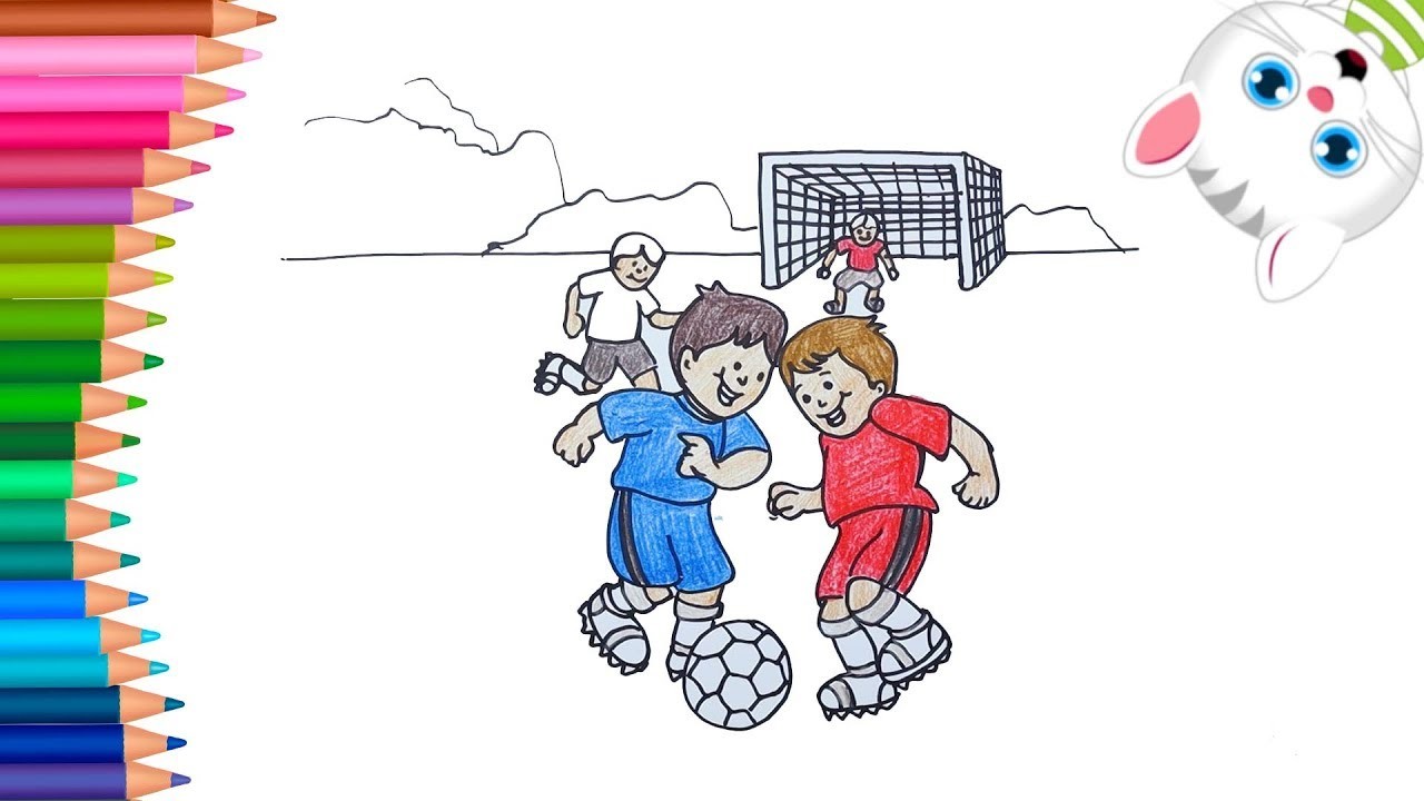 Cómo Dibujar y Colorear Niños jugando futbol | Dibujos Para Niños con MiMi ???? | Aprender Colores