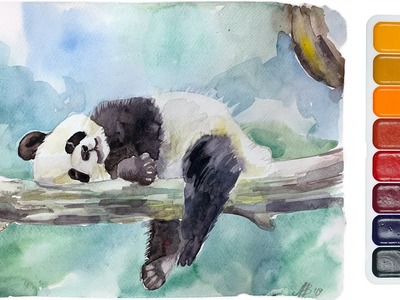 Como Dibujar y Colorear una Panda (dibujos para niños) - Aprende Colores, Acuarelas
