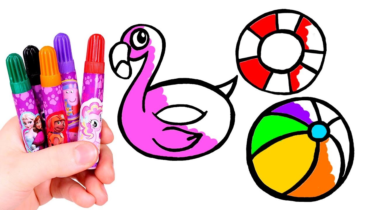 Dibuja y colorea Flotadores de playa???????? Dibujos para niños.