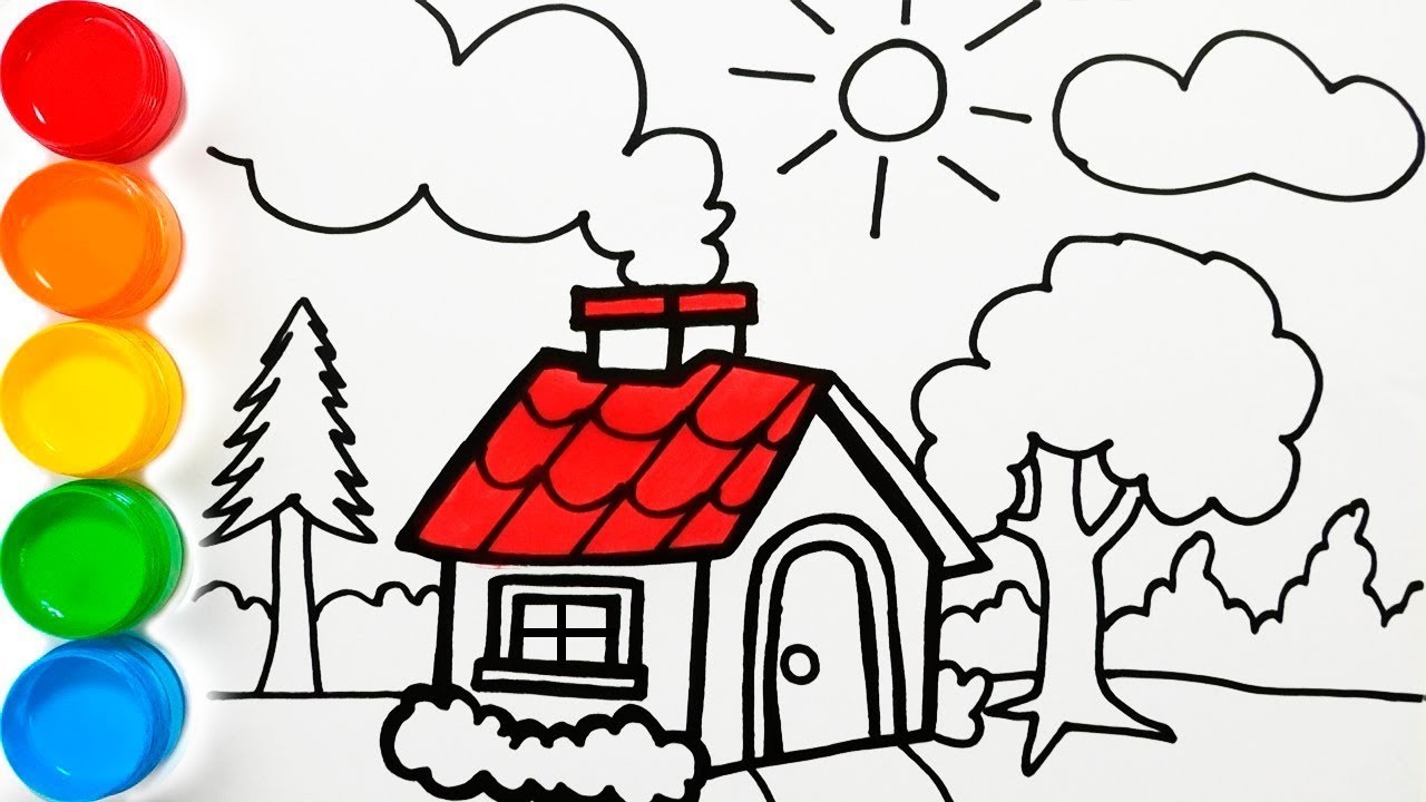 Dibuja y Colorea Una Casa de Campo - Dibujos Para Niños - Coloreando Paginas. FunKeep Art