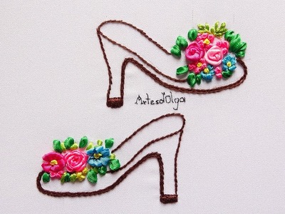 Bordado Fácil: Tacones con Flores en Cintas | Easy Hand Embroidery