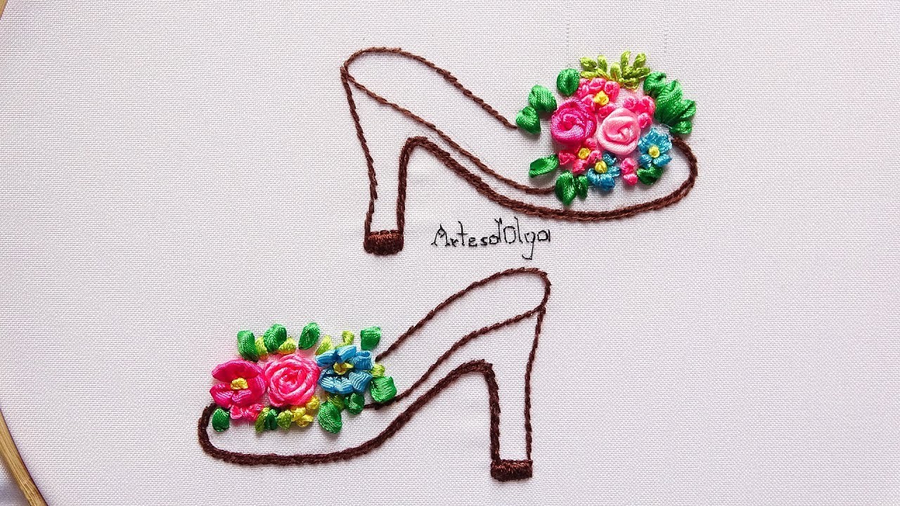 Bordado Fácil: Tacones con Flores en Cintas | Easy Hand Embroidery