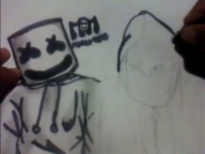 Como dibujar a marshmello y alan walker