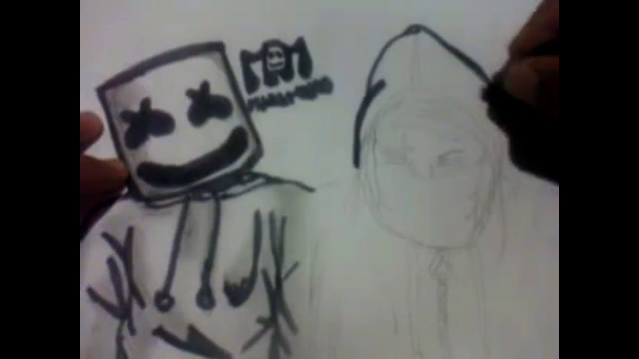 Como dibujar a marshmello y alan walker