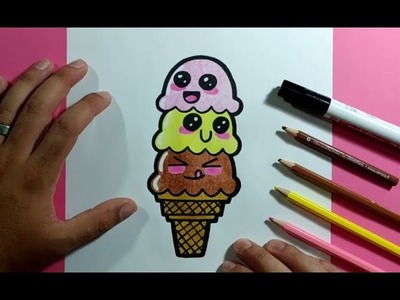 Como dibujar un helado kawaii paso a paso 5 | How to draw a kawaii ice cream 5
