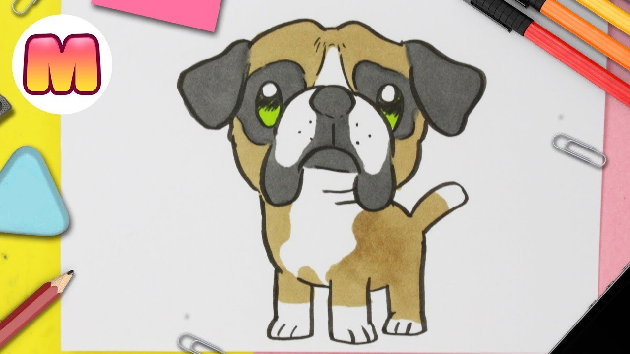 COMO DIBUJAR UN PERRO BOXER KAWAII PASO A PASO - Como dibujar un perro
