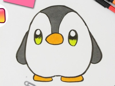 COMO DIBUJAR UN PINGÜINO KAWAII PASO A PASO - Dibujando un pingüino - Como dibujar animales kawaii