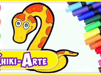 Cómo dibujar una Serpiente Pitón - Dibujos para Niños | Chiki-Arte Aprende a Dibujar