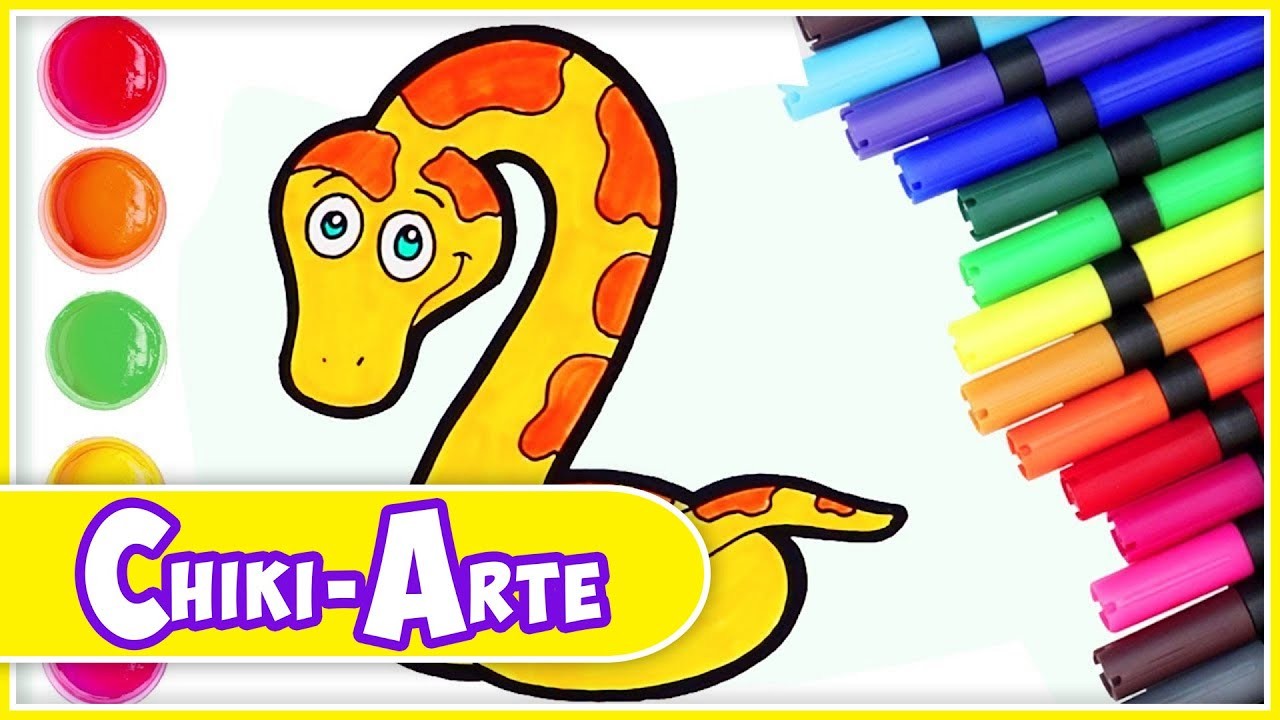 Cómo dibujar una Serpiente Pitón - Dibujos para Niños | Chiki-Arte Aprende a Dibujar