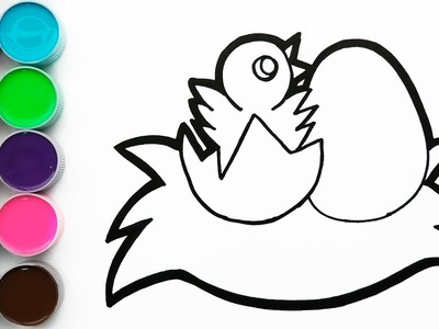 Como Dibujar y Colorear el Nacimiento de Un Pollito - How to Draw Littel Chicken. FunKeep